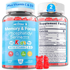 Nextdia phosphatidylserine focus gummies bottle for kids' attention