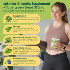 Nextdia Spirulina-Chlorella Gummies ingredient panel notes monk fruit sweetener.
