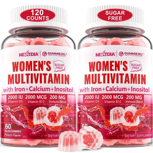 Nextdia sugar-free methylated multivitamin women gummies bottle for daily wellness.