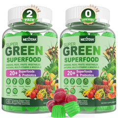 Nextdia Super Greens bottle front with grape flavor and nutrition