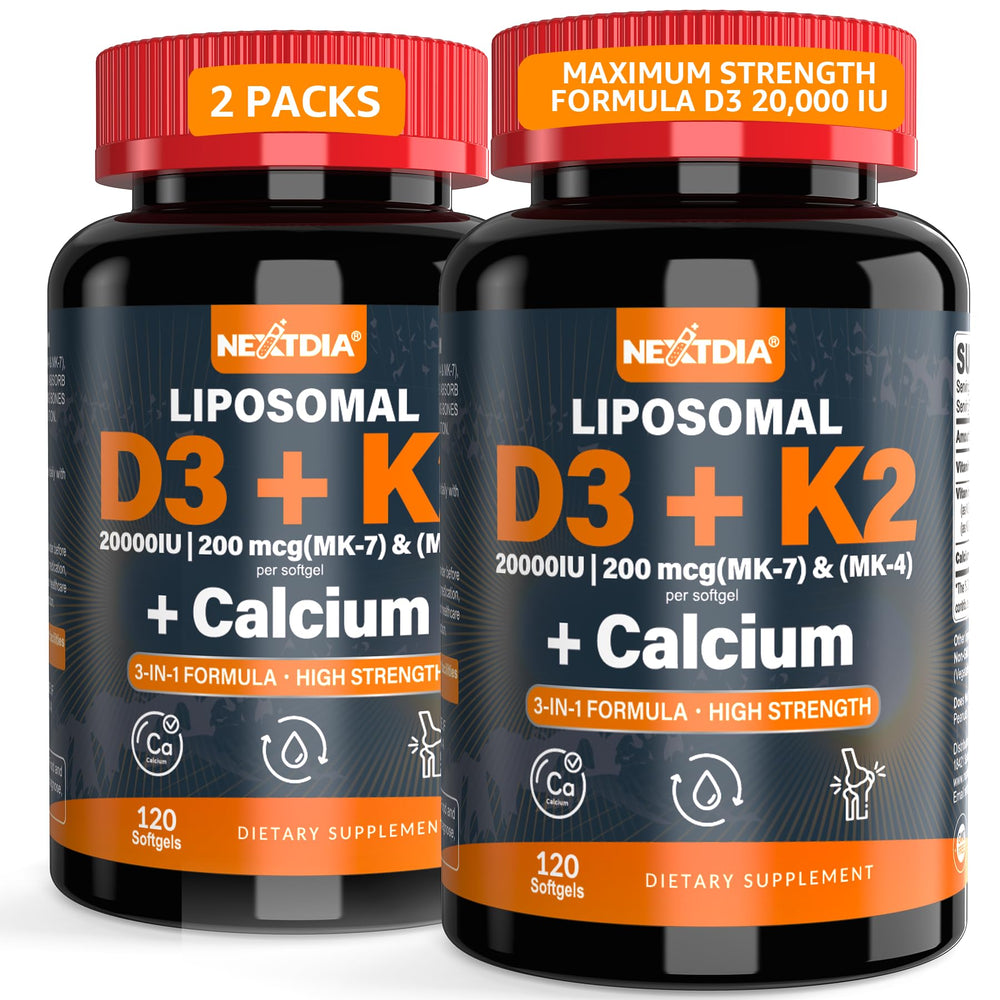 Nextdia vitamin d3 k2 softgel bottle front for high potency use