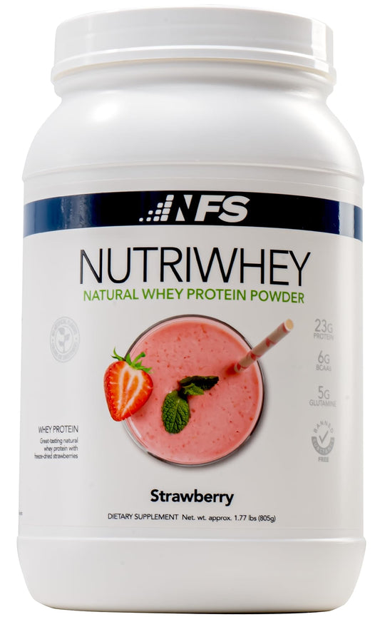 NF Sports Nutri Whey bottle highlights post-workout recovery potential.