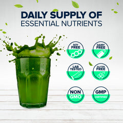 NF Sports Super Greens powder poured into water illustrates quick healthy hydration