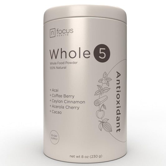 NFOCUS HEALTH Whole5 antioxidant powder tub for daily wellness.