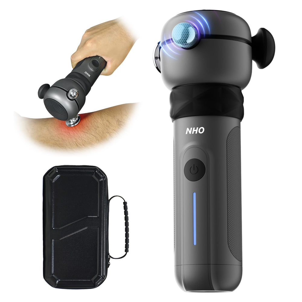 NHO massage gun neck release for tension relief and better flexibility.