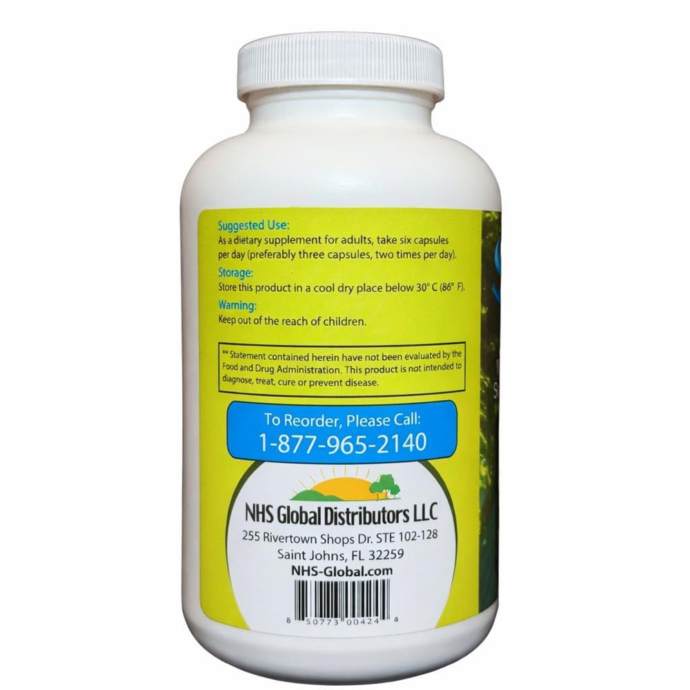 NHS Global Sea of Greens ingredients show seaweed blend and algae nutrients.