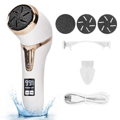 NiceBirdie electric callus remover in use with vacuum keeps debris contained during pedicure.