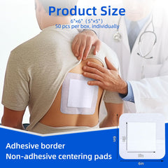 Niceful island dressing non-adherent pad close-up to minimize sticking during changes.