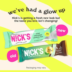 N!CK'S Mint Chocolate bar closeup highlights mint flavor and smooth, satisfying bite