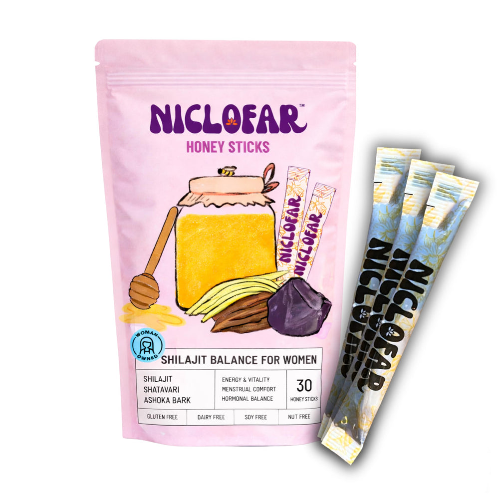 Niclofar Shilajit Honey Stick packaging highlights daily wellness and natural design