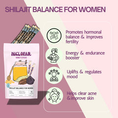 Niclofar Shilajit Honey Stick close-up highlighting resin in honey fusion