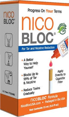 Nicobloc 1-Pack applied to cigarette filter for a smoother quit-smoking experience.