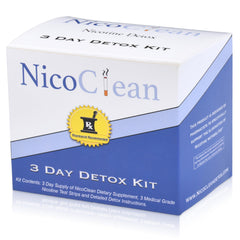 NICOCLEAN 3 Day Detox kit contents shown for simple daily detox routines