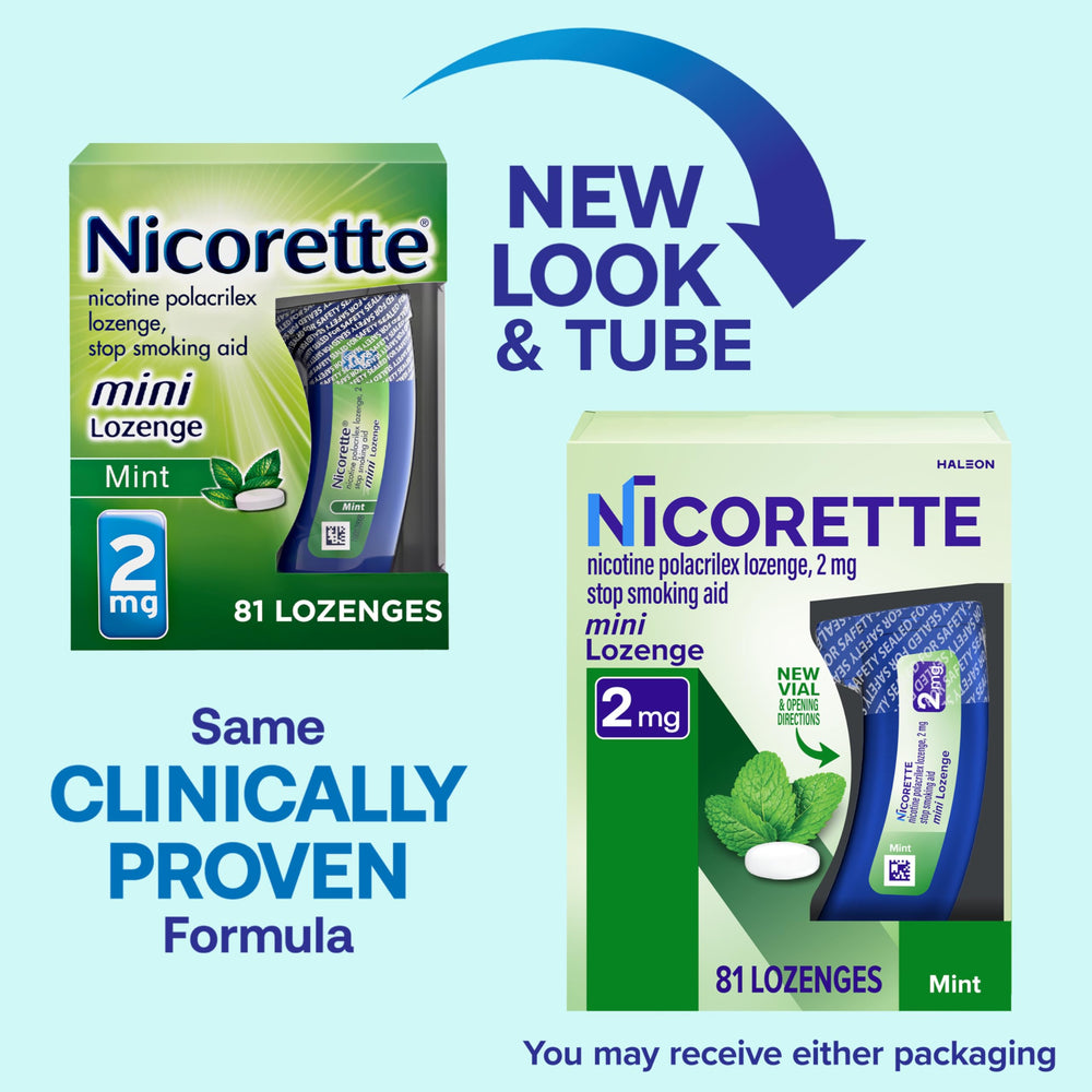 Nicorette mini-lozenge discreet-use shows portable quit aid for on-the-go cravings
