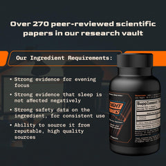 Night Moves bottle in cozy night routine for after-dark concentration