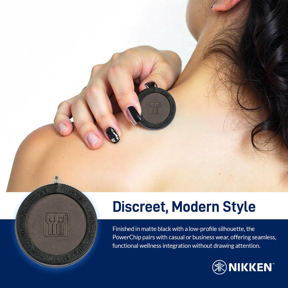 Nikken Kenko PowerChip Black close-up label and branding