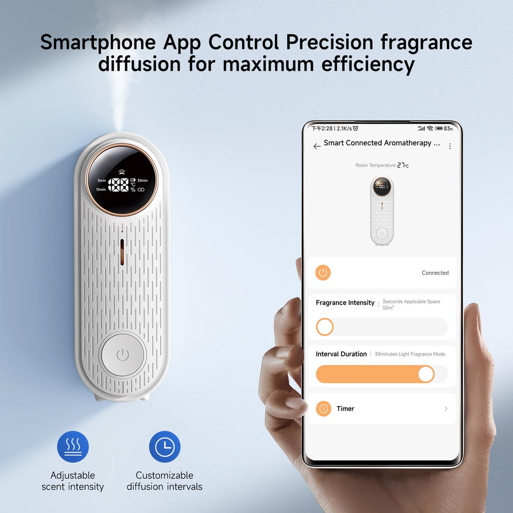 Nimin diffuser temperature display showing room conditions