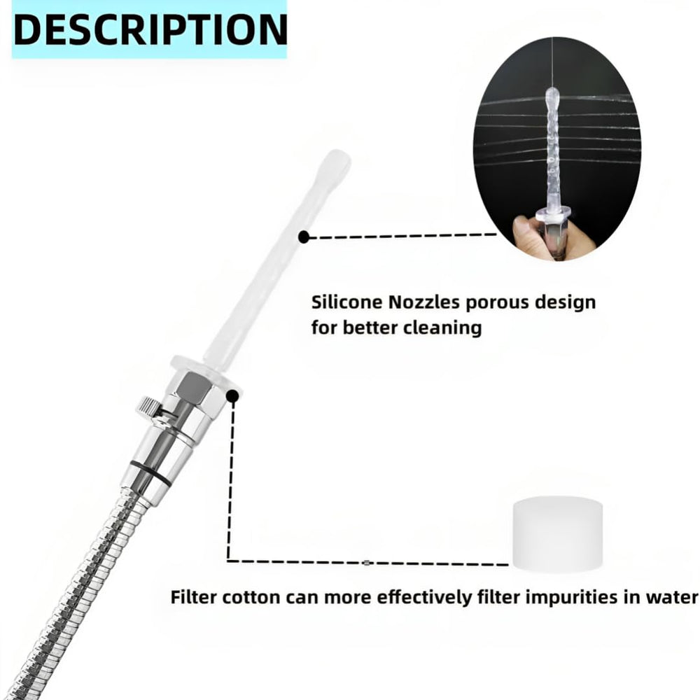 NINXIMI nozzle includes filter cotton to reduce debris during use.