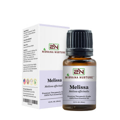Nirvana Nurture Melissa essential oil skincare application for soothing skin.