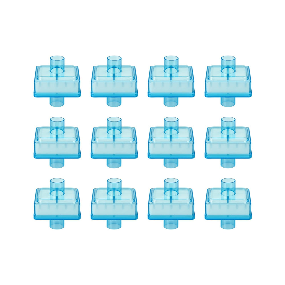 Nispira CPAP inline filter closeup, compact 12-pack for quick nightly replacements