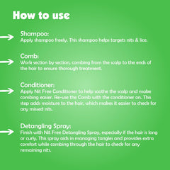 Nit Free Detangler Spray application highlighting easy detangling.