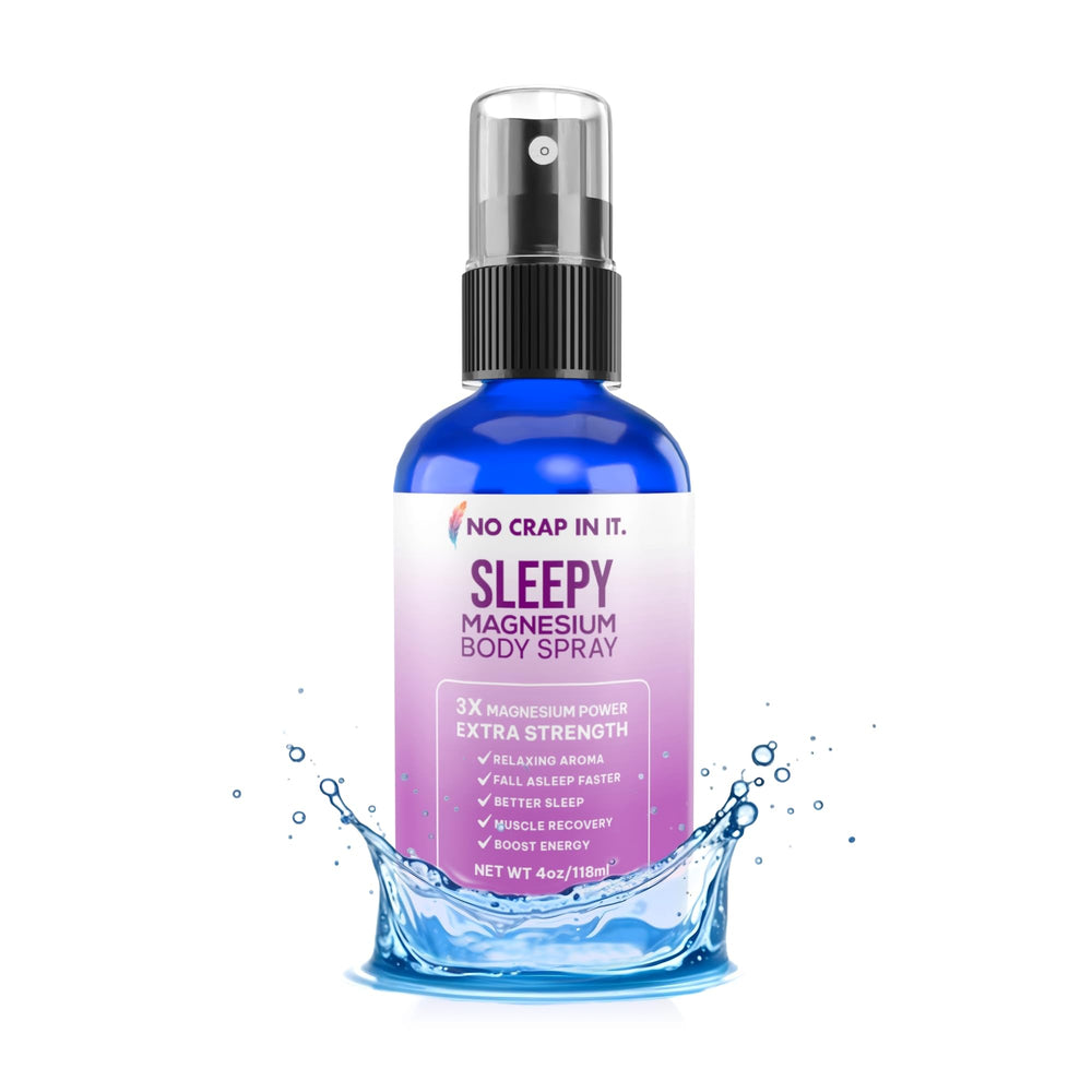 No Crap In It Sleepy Magnesium Spray bottle ready for nightly relaxation