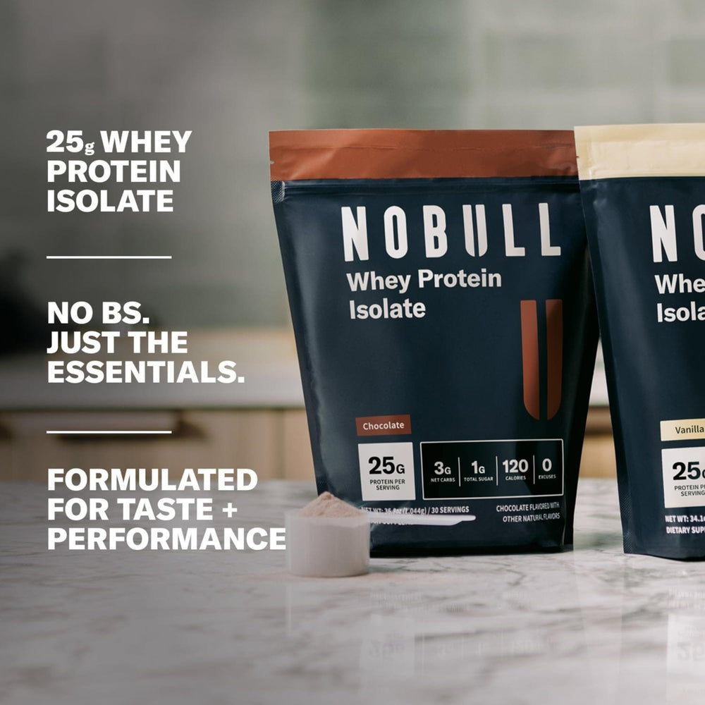 NOBULL athlete using chocolate protein supports training sessions and recovery routines.