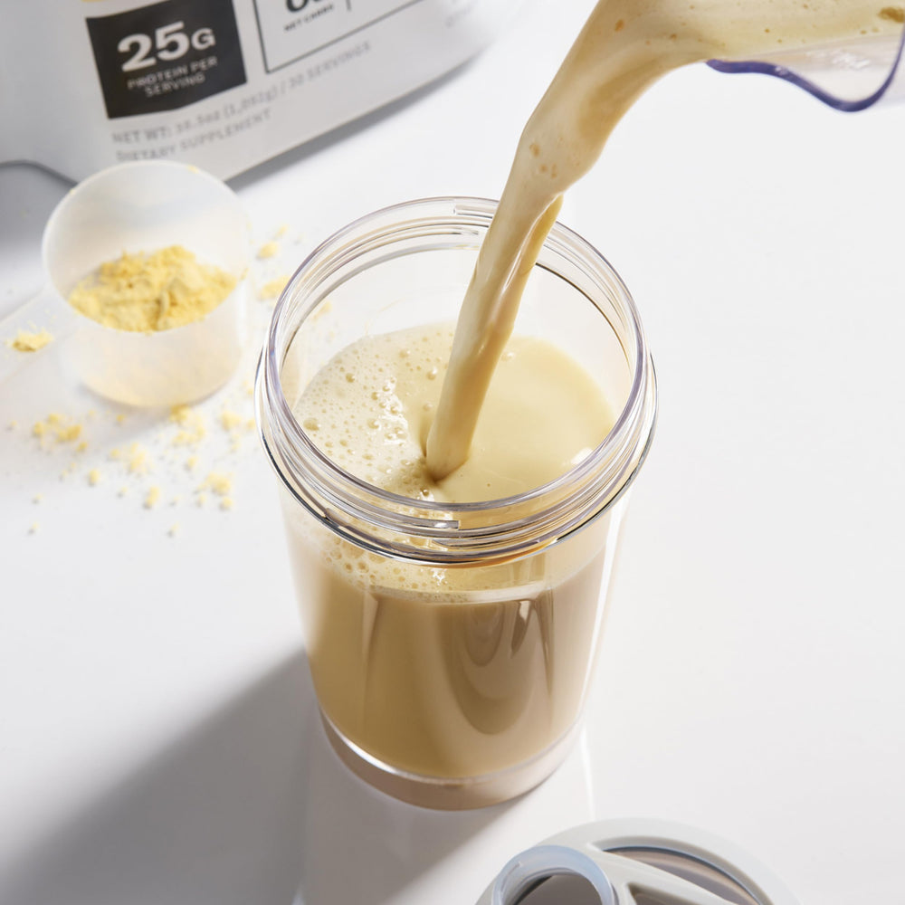 NOBULL vanilla protein pour captures convenient post-workout fueling.