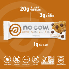 No Cow plant-based protein bar ingredients highlight gluten-free and dairy-free