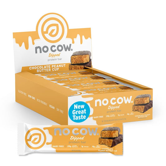 No Cow Upgraded Peanut Butter Cup bar pack for easy on-the-go snacking