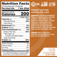 No Cow vegan protein bar texture close-up shows creamy peanut butter and chips