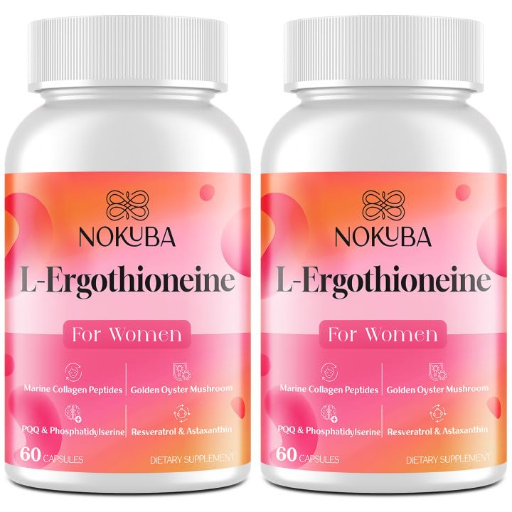 Nokuba Ergothioneine with collagen bottle promotes skin hydration and immune support