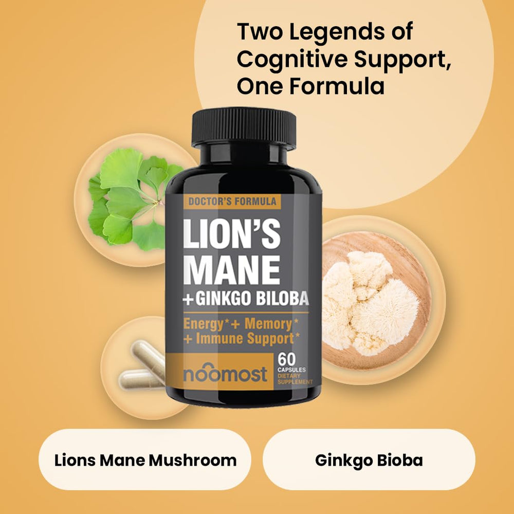 NooMost Lions Mane capsules being dispensed, easy daily habit for energy and clarity.