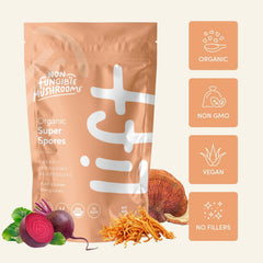 Non Fungible Mushrooms Lift packaging and ingredients close-up