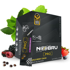 Noobru Pro bottle close-up highlighting premium nootropic formula for sharper focus.
