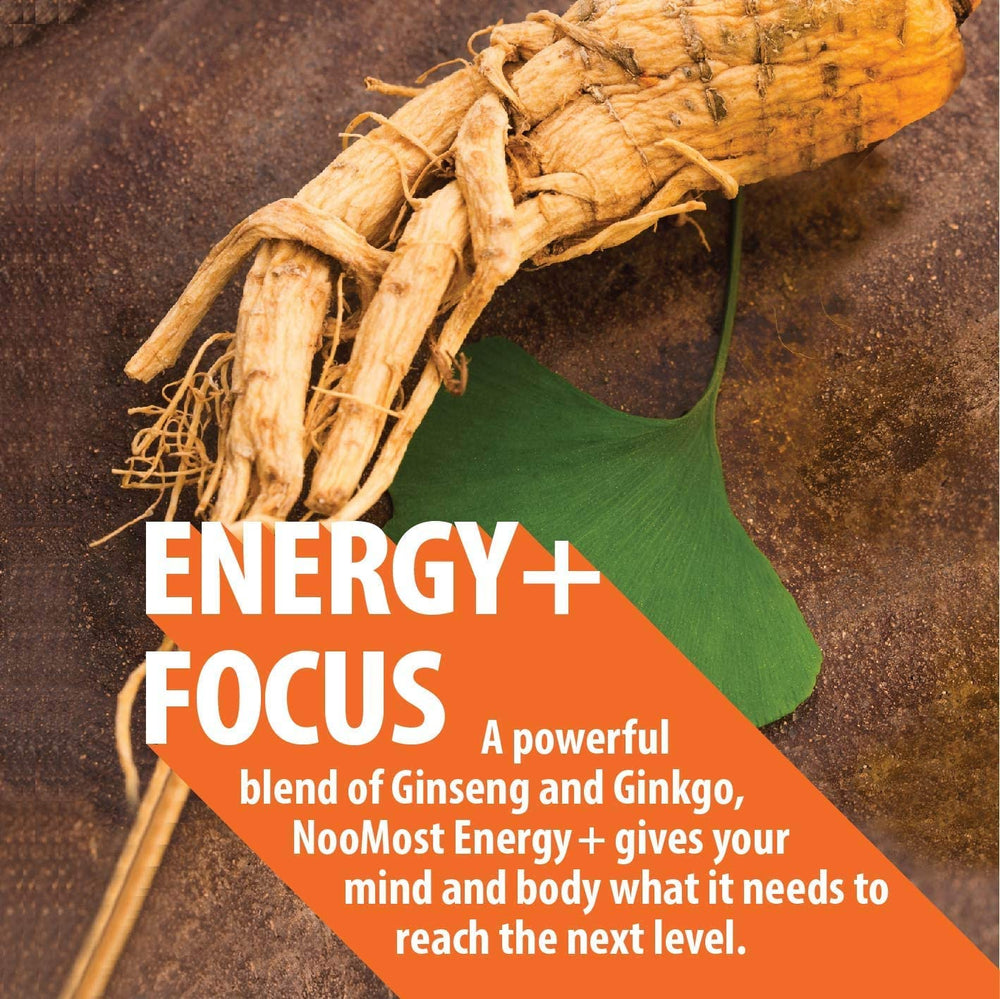 NooMost energy and focus desk scene with capsules.
