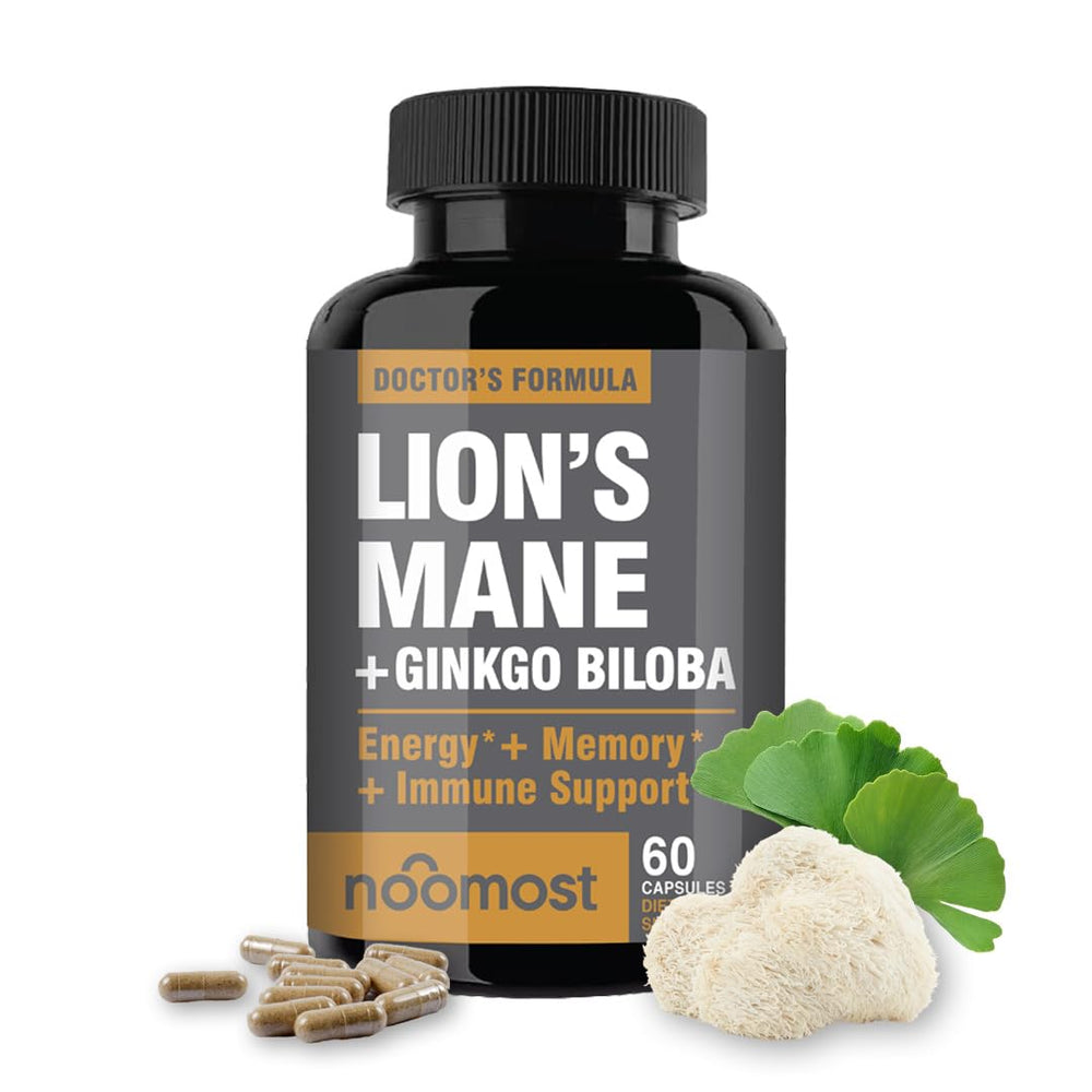 NooMost Lions Mane organic capsules bottle for daily cognitive support.