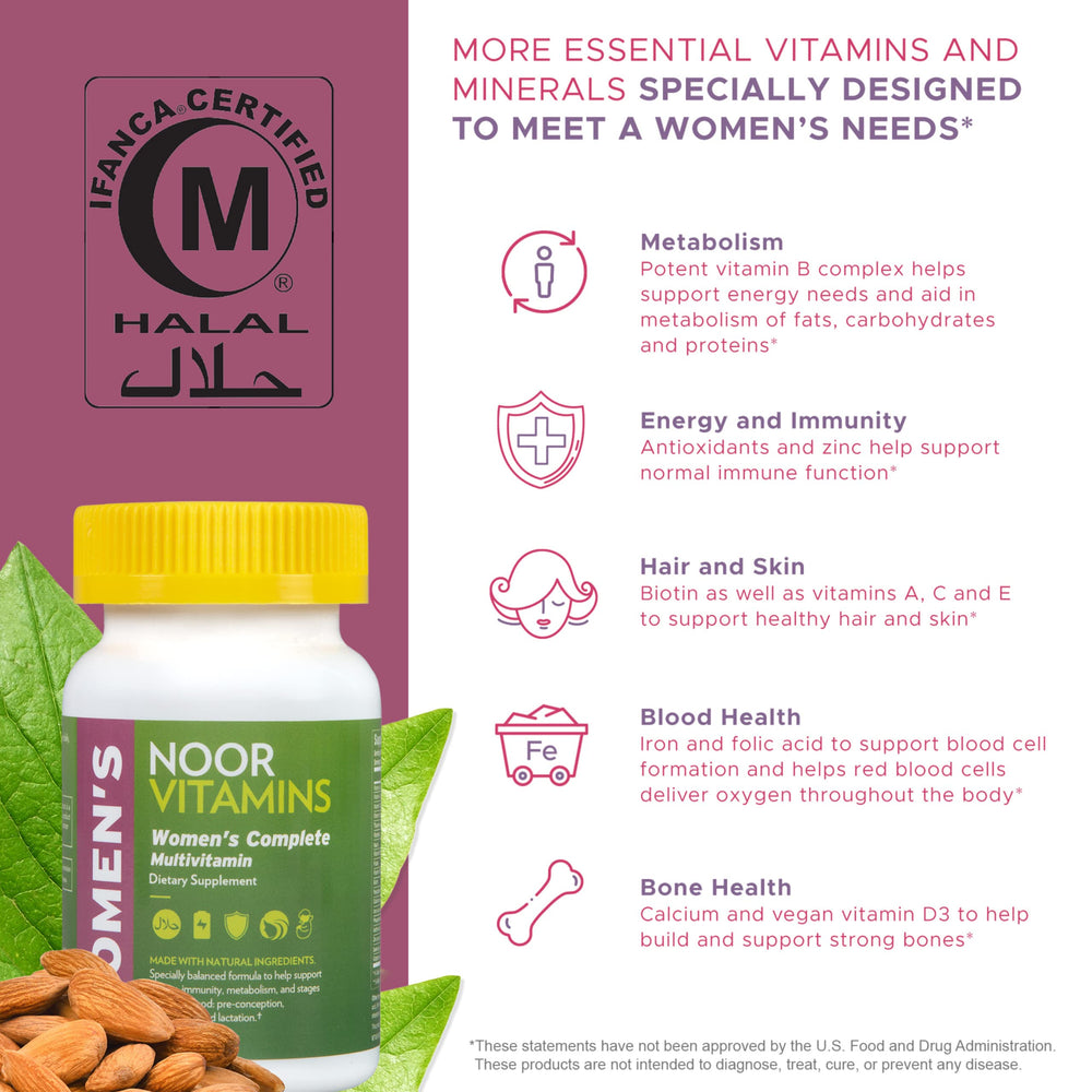 Noor Vitamins bone health emphasis with calcium and D3.