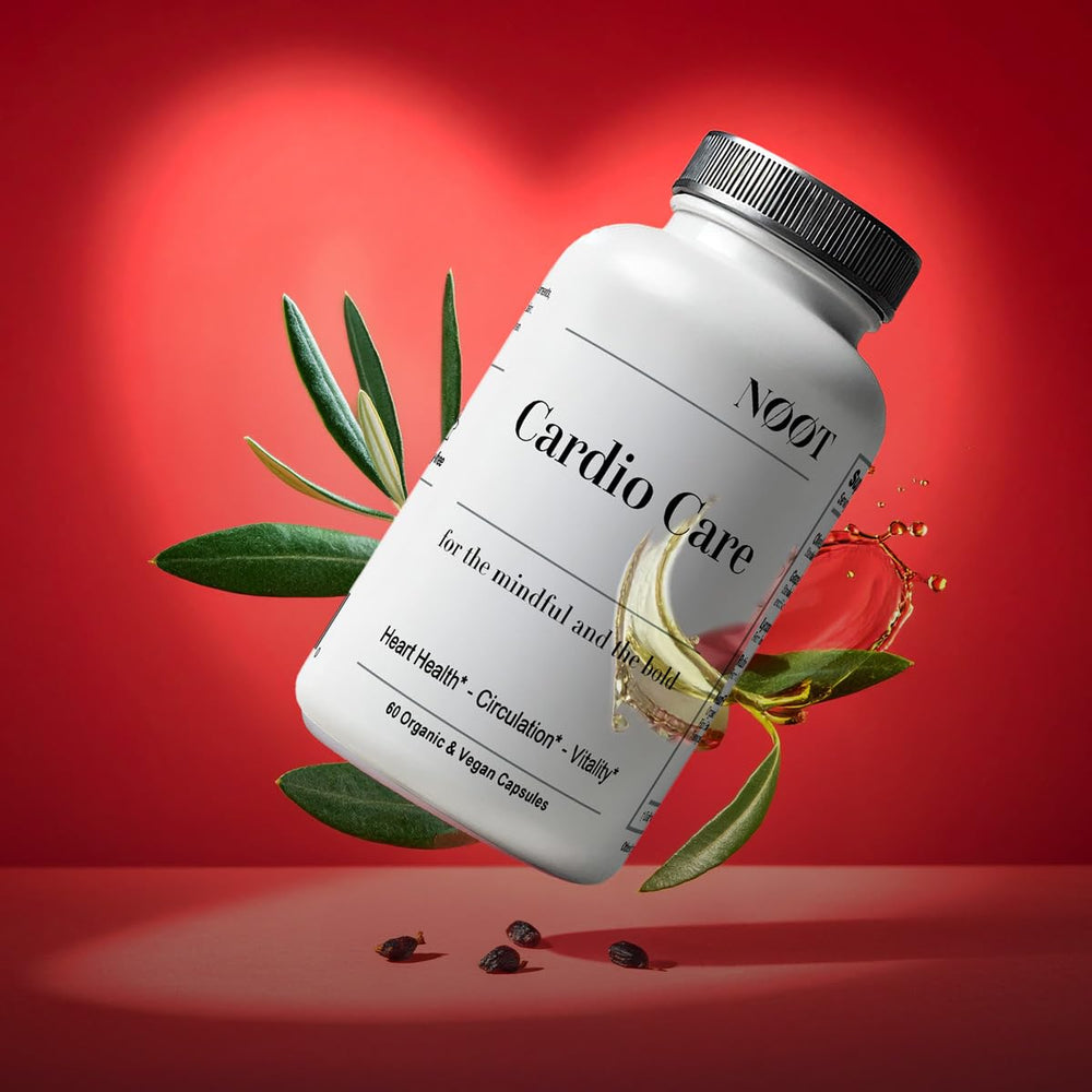 NOOT Cardio Care label highlights olive leaf and plant ingredients