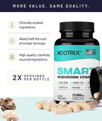 Nootrix Chaga and Turkey Tail section showcases immune protection and antioxidant benefits.