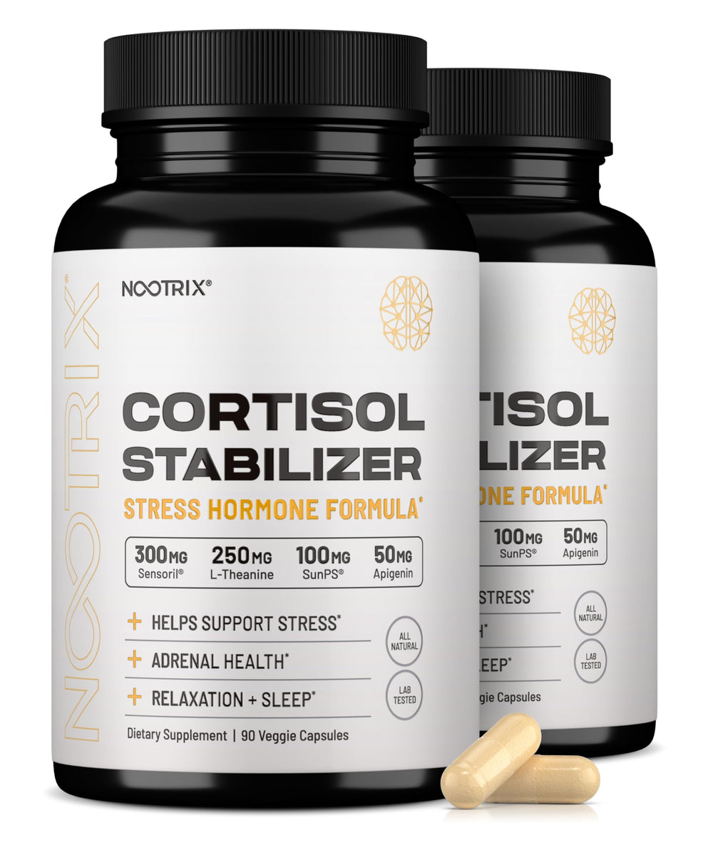 Nootrix Cortisol Manager bottle with capsules for daily stress support and calmer moments.