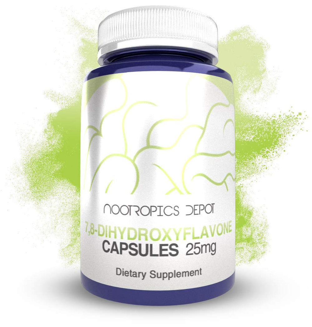 Nootropics Depot 78-dhf capsules bottle close-up for cognitive support
