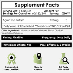 Nootropics Depot Agmatine Sulfate capsules closeup showing uniform dosing for energy.
