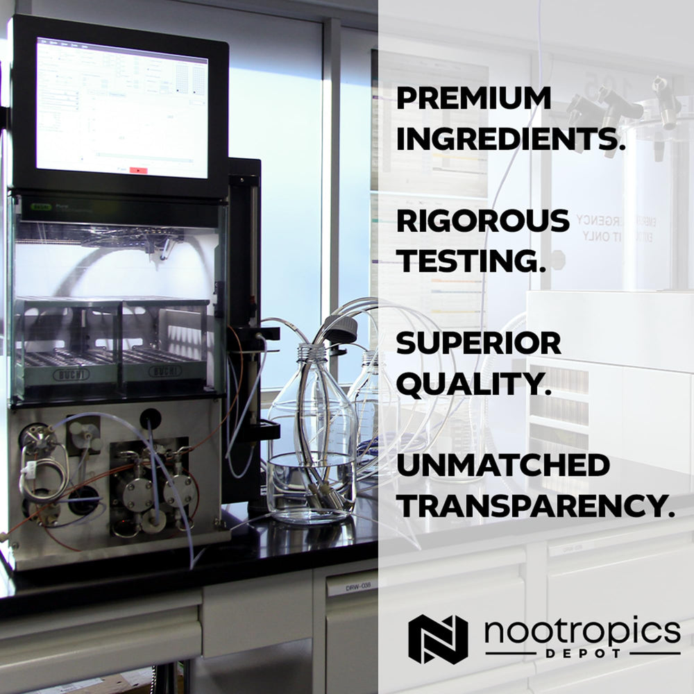 Nootropics Depot lab-tested seal signaling quality and purity.