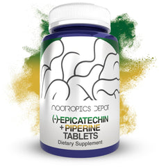 Nootropics Depot Epicatechin tablets bottle highlights a potent supplement for training support and sustained energy.