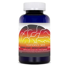 Nootropics Depot Horny Goat Weed capsules label closeup highlights icariin content