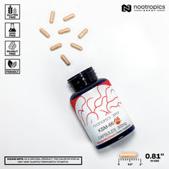 Nootropics Depot KSM-66 label close-up highlighting purity and quality.