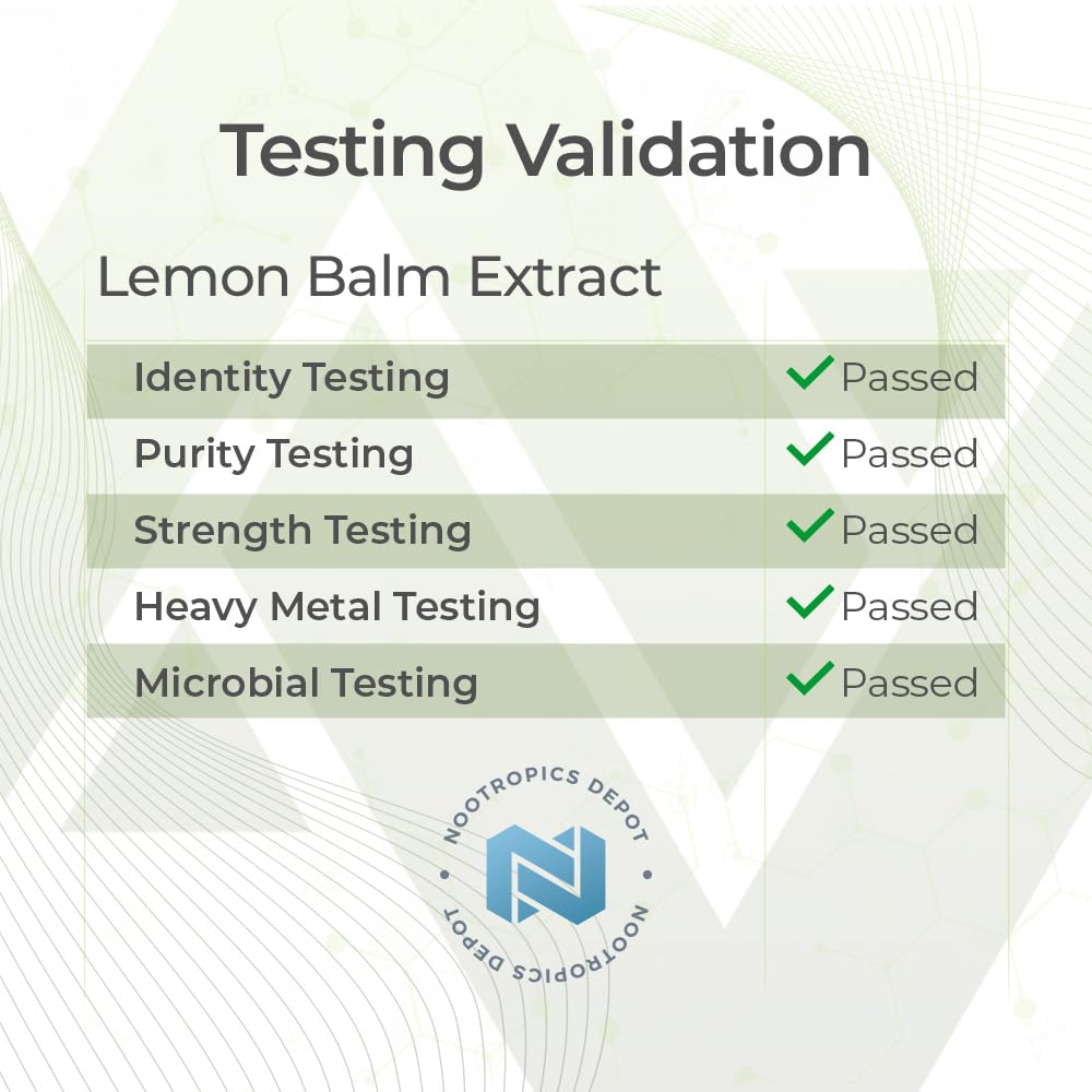Nootropics Depot Lemon Balm Extract bottle in a travel-friendly setup suggests on-the-go wellness.