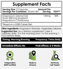 Closeup of Nootropics Depot Magtein capsules for cognitive support