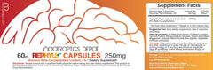 Nootropics Depot Rephyll capsules closeup shows 250 mg capsules